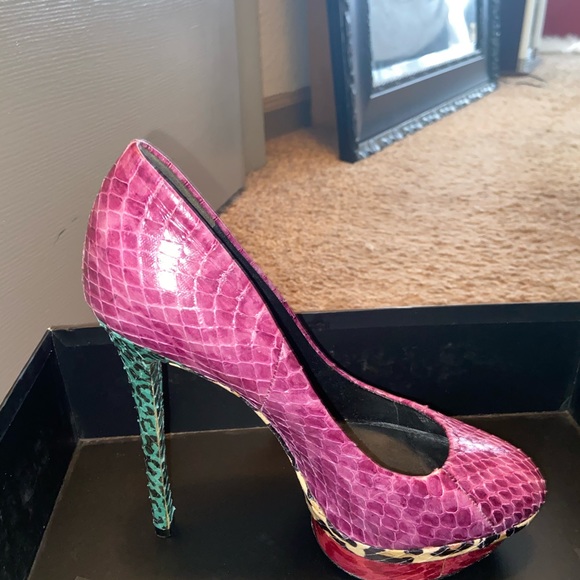 Brian Atwood Multi Color Snake Platform Pumps - Picture 6 of 8
